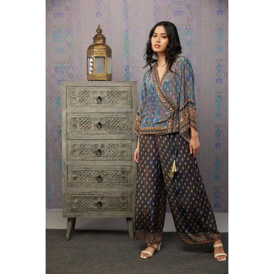 Soup by Sougat Paul Multi Ikaya Embroidered Palazzo (Set of 2)