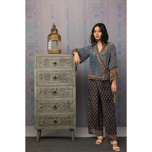 Soup by Sougat Paul Multi Ikaya Embroidered Palazzo (Set of 2)