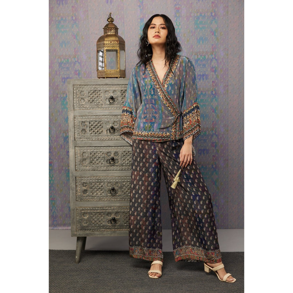 Soup by Sougat Paul Multi Ikaya Embroidered Palazzo (Set of 2)