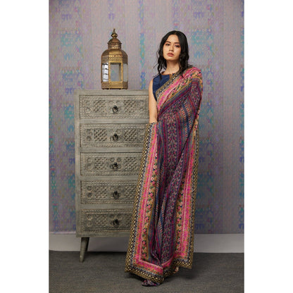Soup by Sougat Paul Multi Ikaya Printed Pre-Stiched Saree with Stitched