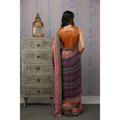 Soup by Sougat Paul Multi Ikaya Printed Pre-Stiched Saree with Stitched