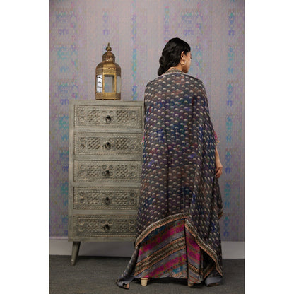 Soup by Sougat Paul Multi Ikaya Printed Top with Palazzo and Jacket (Set of 3)