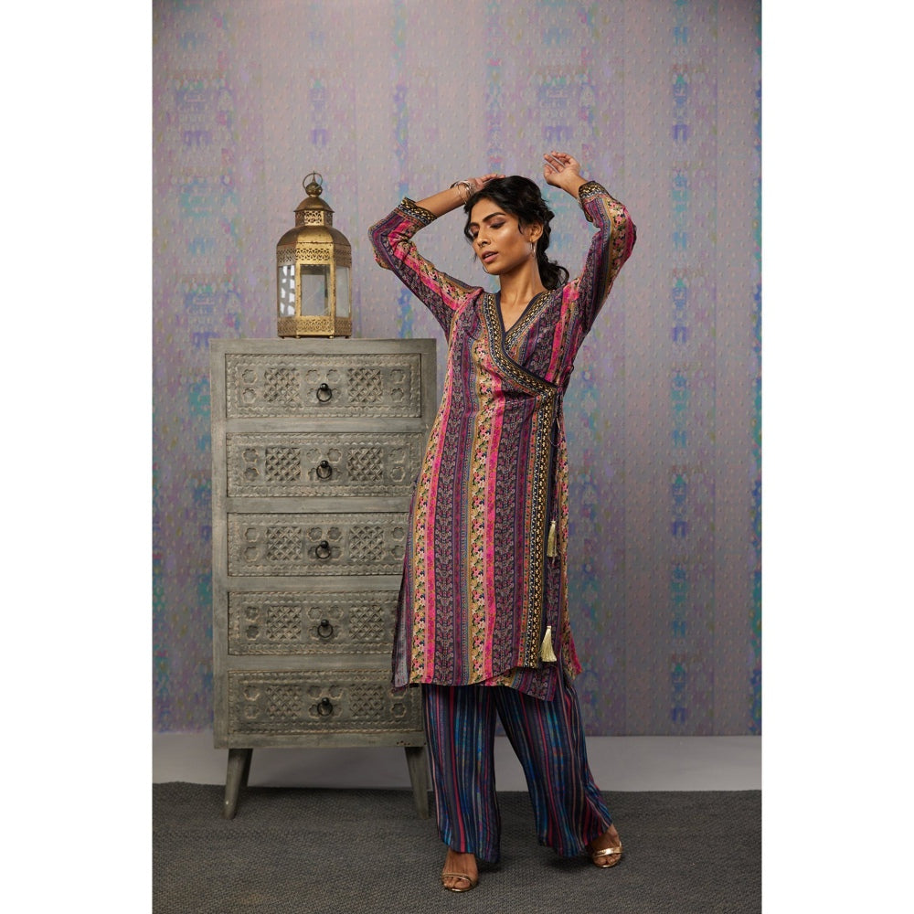 Soup by Sougat Paul Multi Ikaya Floral Angarkha Kurta (Set of 2)