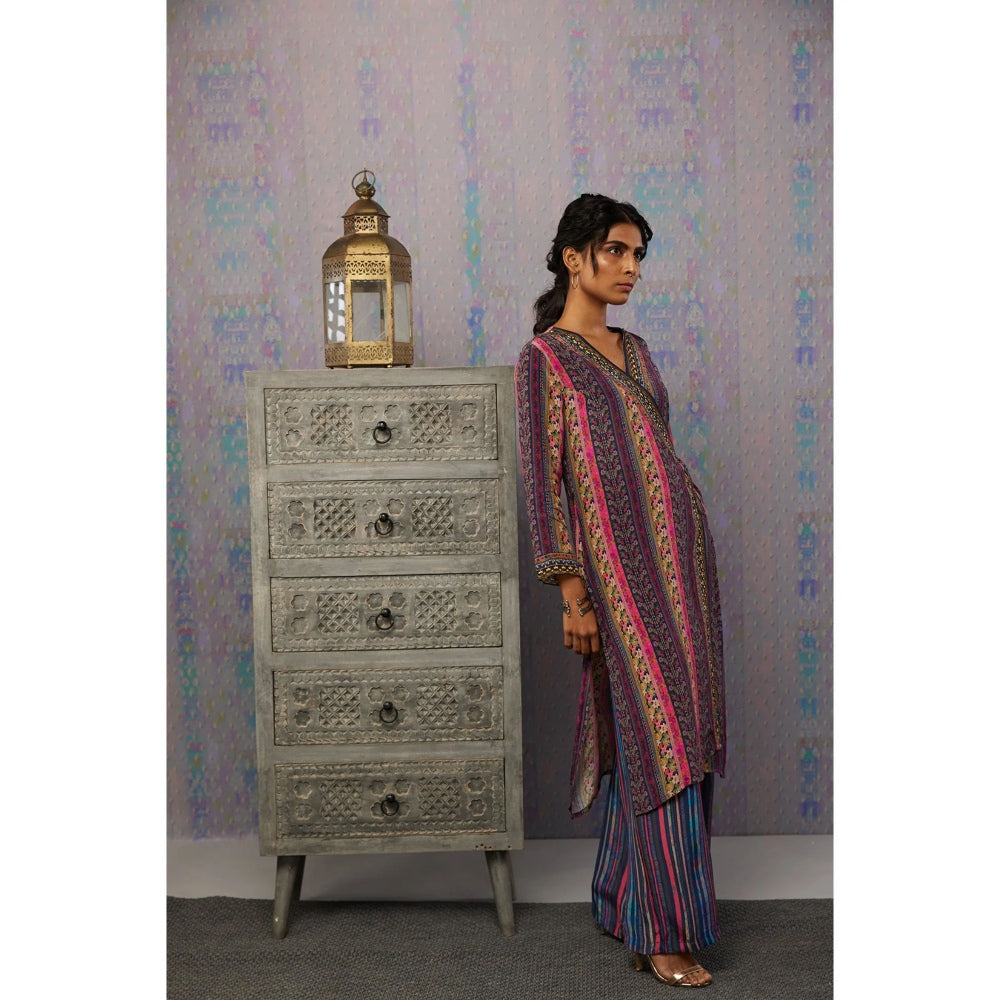 Soup by Sougat Paul Multi Ikaya Floral Angarkha Kurta (Set of 2)