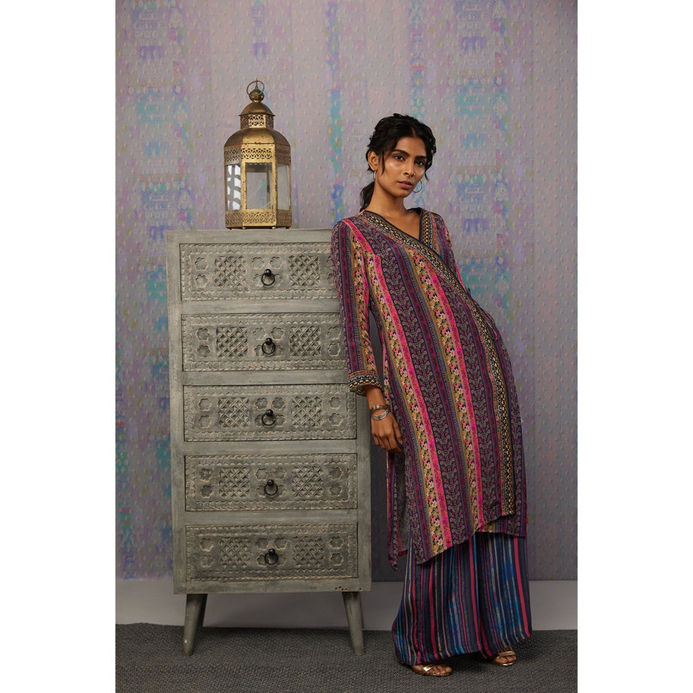 Soup by Sougat Paul Multi Ikaya Floral Angarkha Kurta (Set of 2)