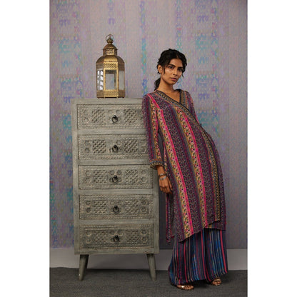 Soup by Sougat Paul Multi Ikaya Floral Angarkha Kurta (Set of 2)