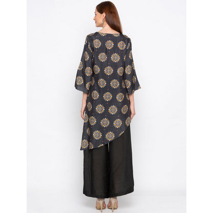 Soup by Sougat Paul Grey Asymmetric Kurta With Pants - Customisable (Set of 2)