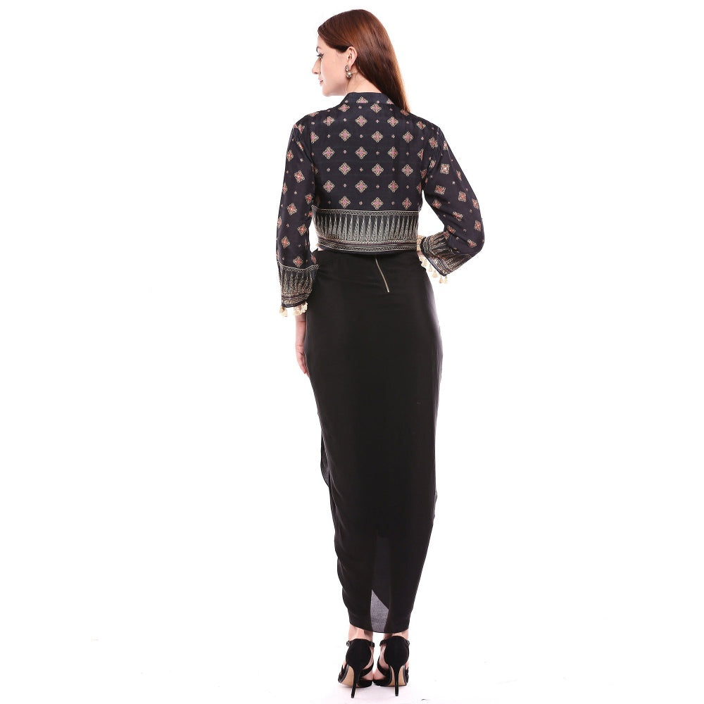 Soup by Sougat Paul Black Dress With Jacket - Customisable (Set of 2)