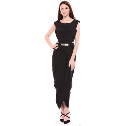 Soup by Sougat Paul Black Dress With Jacket - Customisable (Set of 2)