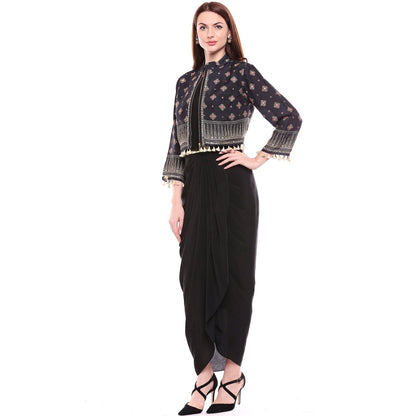 Soup by Sougat Paul Black Dress With Jacket - Customisable (Set of 2)
