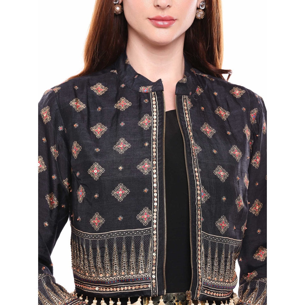 Soup by Sougat Paul Black Dress With Jacket - Customisable (Set of 2)