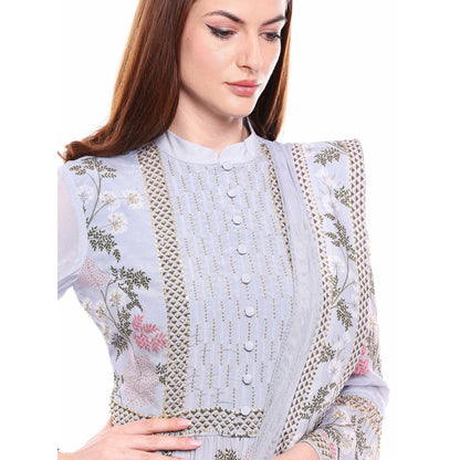 Soup by Sougat Paul Blue Kurta With Sharara Pant & Dupatta - Customisable (Set of 3)