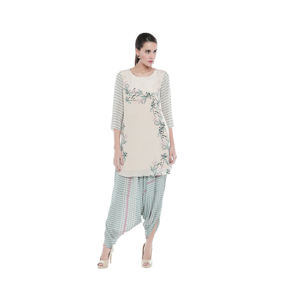 Soup by Sougat Paul Floral Printed Kurta With Dhoti Pants - Customisable (Set of 2)