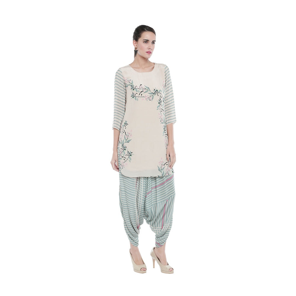 Soup by Sougat Paul Floral Printed Kurta With Dhoti Pants - Customisable (Set of 2)