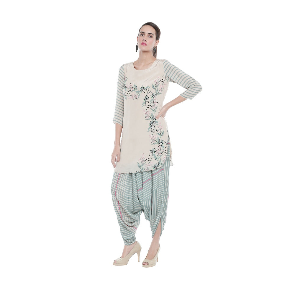 Soup by Sougat Paul Floral Printed Kurta With Dhoti Pants - Customisable (Set of 2)