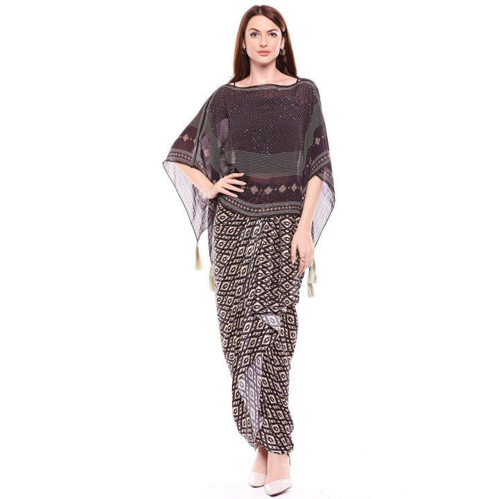 Soup by Sougat Paul Brown Top With Drape Skirt - Customisable (Set of 2)