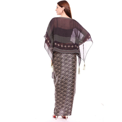 Soup by Sougat Paul Brown Top With Drape Skirt - Customisable (Set of 2)