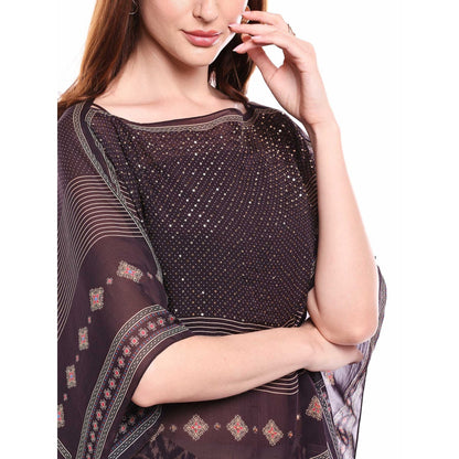 Soup by Sougat Paul Brown Top With Drape Skirt - Customisable (Set of 2)