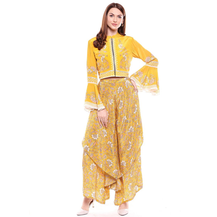 Soup by Sougat Paul Yellow Jacket With Pant - Customisable (Set of 2)