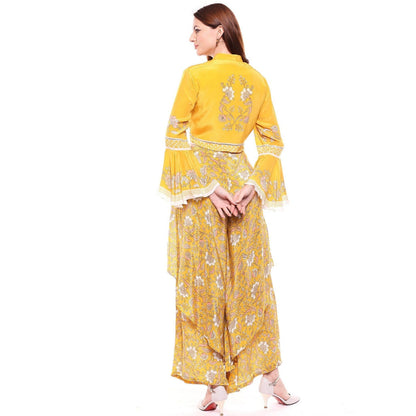 Soup by Sougat Paul Yellow Jacket With Pant - Customisable (Set of 2)