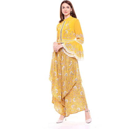 Soup by Sougat Paul Yellow Jacket With Pant - Customisable (Set of 2)