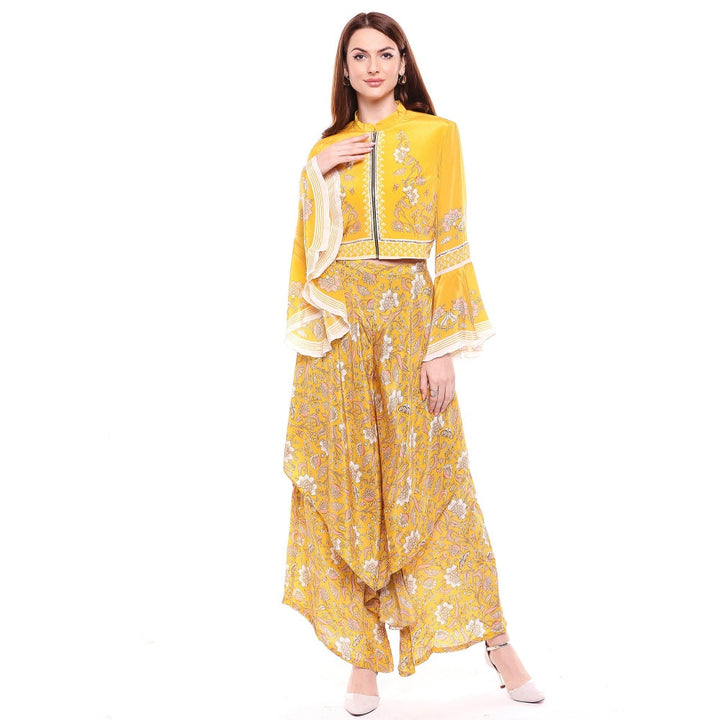 Soup by Sougat Paul Yellow Jacket With Pant - Customisable (Set of 2)