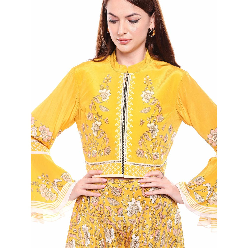 Soup by Sougat Paul Yellow Jacket With Pant - Customisable (Set of 2)