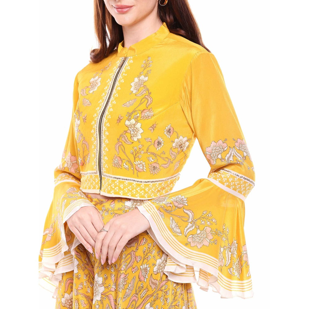 Soup by Sougat Paul Yellow Jacket With Pant - Customisable (Set of 2)