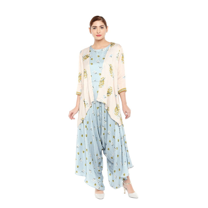 Soup by Sougat Paul Printed Jumpsuit With Cowl Bottom And Jacket-Customisable (Set of 2)
