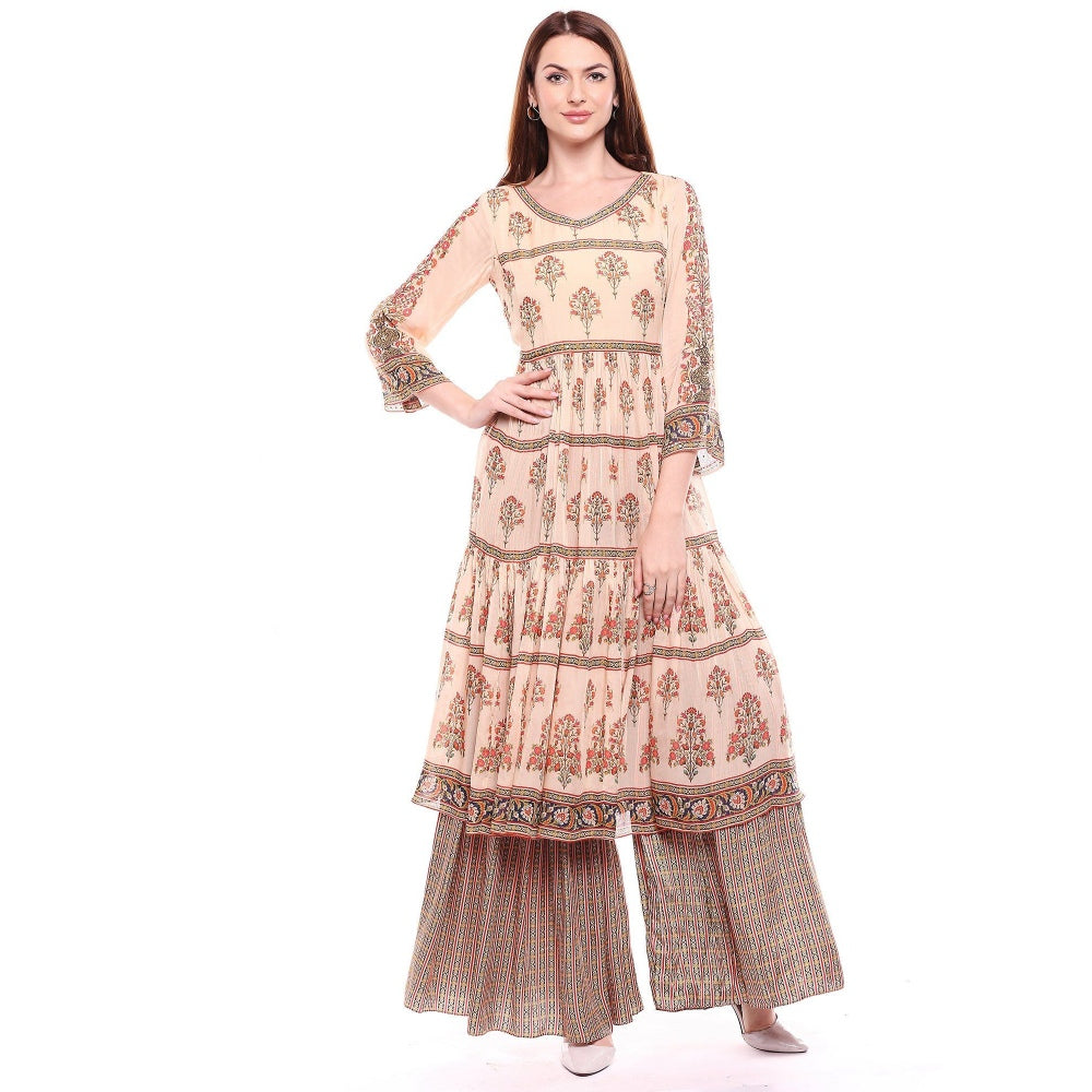 Soup by Sougat Paul Peach Kurta With Palazzo - Customisable (Set of 2)