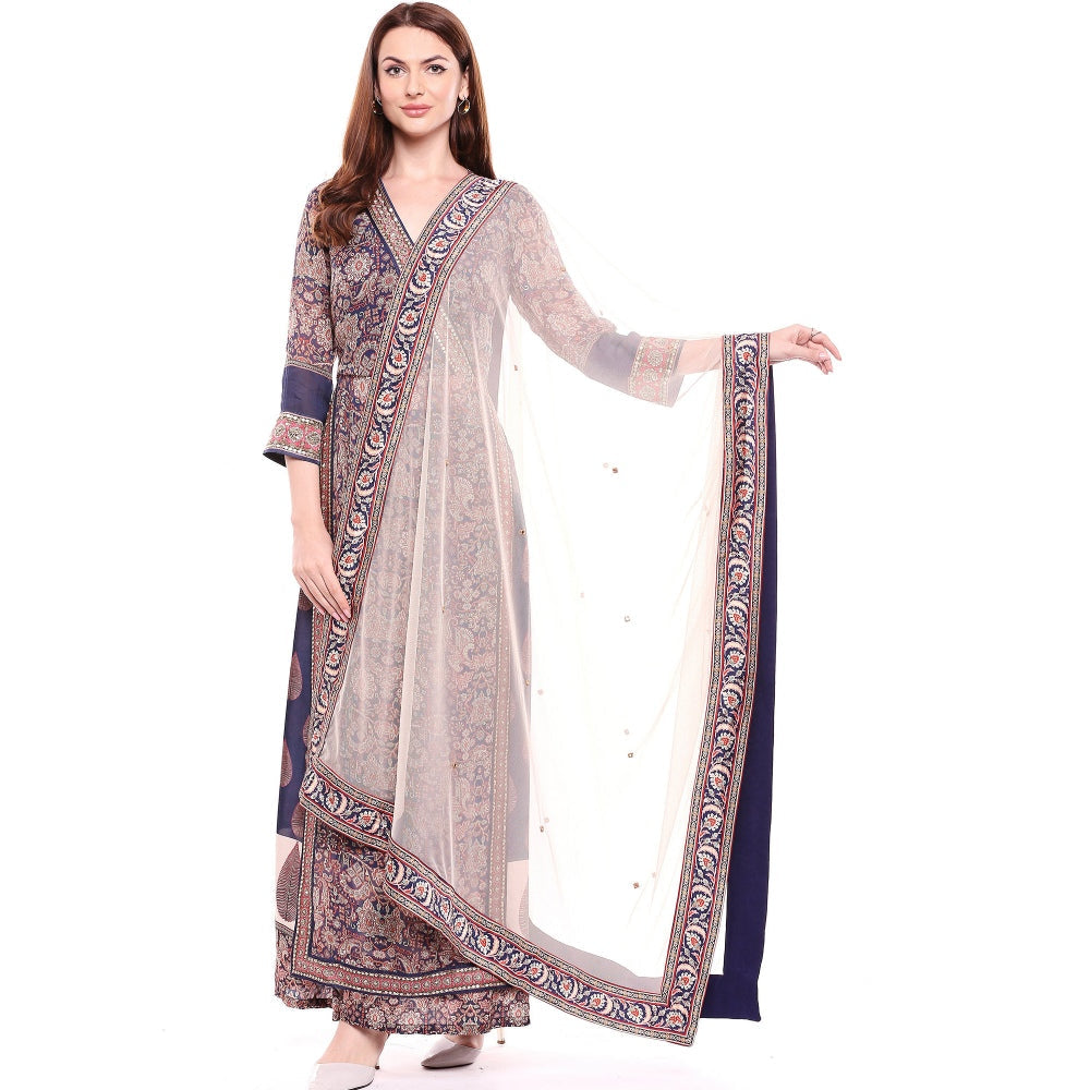 Soup by Sougat Paul Multi-Color Kurta With Palazzo & Dupatta (Set of 3)