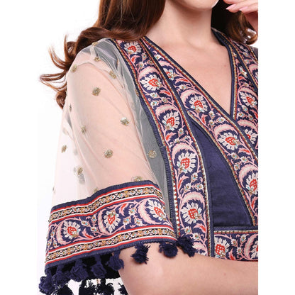 Soup by Sougat Paul Multi-Color Crop Top With Drape Skirt & Jacket (Set of 3)