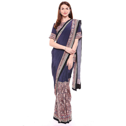 Soup by Sougat Paul Navy Blue Stitched Blouse & Saree - Customisable (Set of 2)