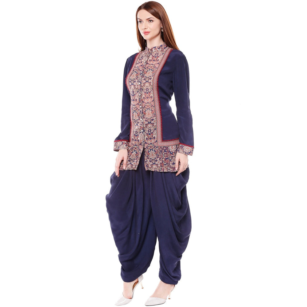 Soup by Sougat Paul Navy Blue Kurta With Dhoti Pant - Customisable (Set of 2)