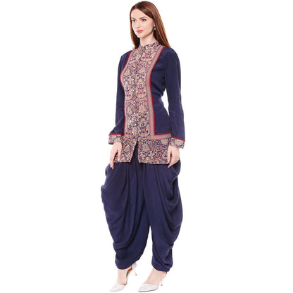 Soup by Sougat Paul Navy Blue Kurta With Dhoti Pant - Customisable (Set of 2)