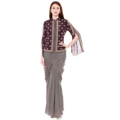 Soup by Sougat Paul Brown Jacket With Dhoti - Customisable (Set of 2)