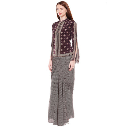 Soup by Sougat Paul Brown Jacket With Dhoti - Customisable (Set of 2)