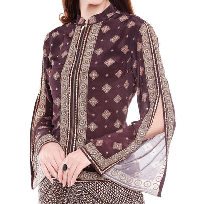 Soup by Sougat Paul Brown Jacket With Dhoti - Customisable (Set of 2)