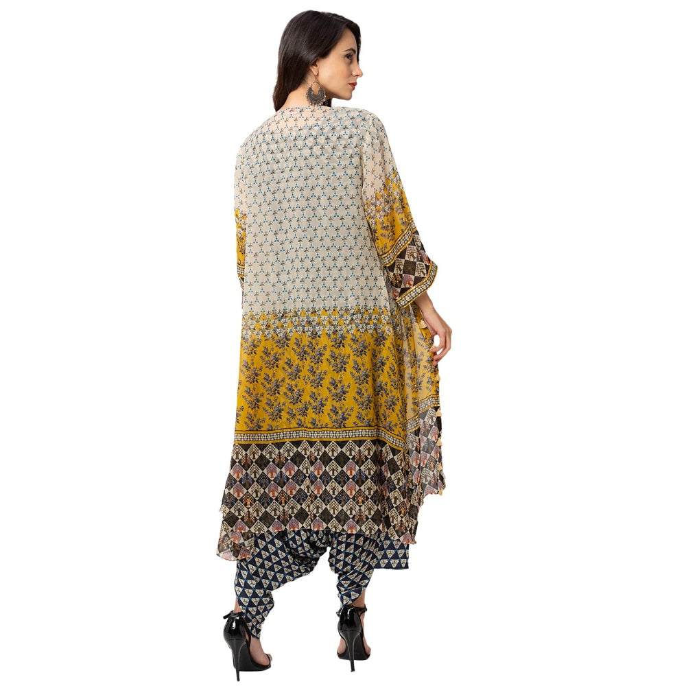 Soup by Sougat Paul Blue Printed Jumpsuit And Jacket (Set of 3)