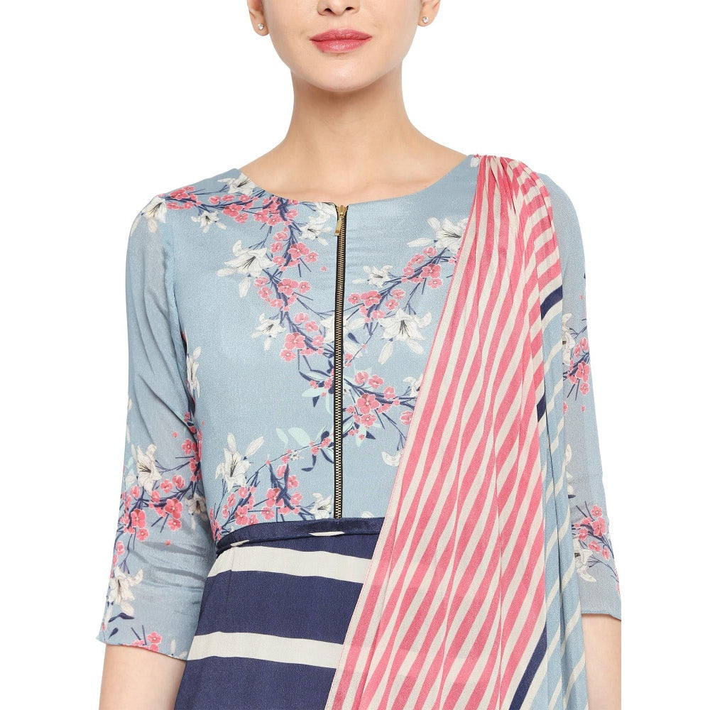 Soup by Sougat Paul Floral Printed Saree Gown - Customisable