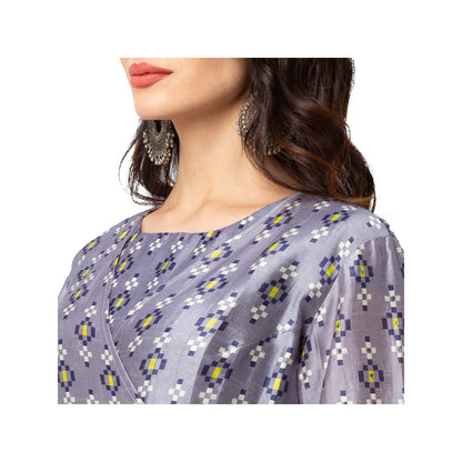 Soup by Sougat Paul Powder Blue Printed Top And Skirt (Set of 2)