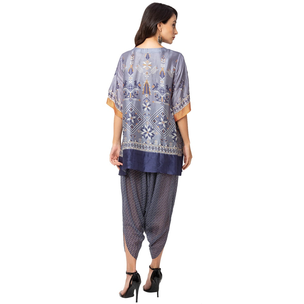 Soup by Sougat Paul Powder Blue Printed Kurta And Dhoti Pants (Set of 2)