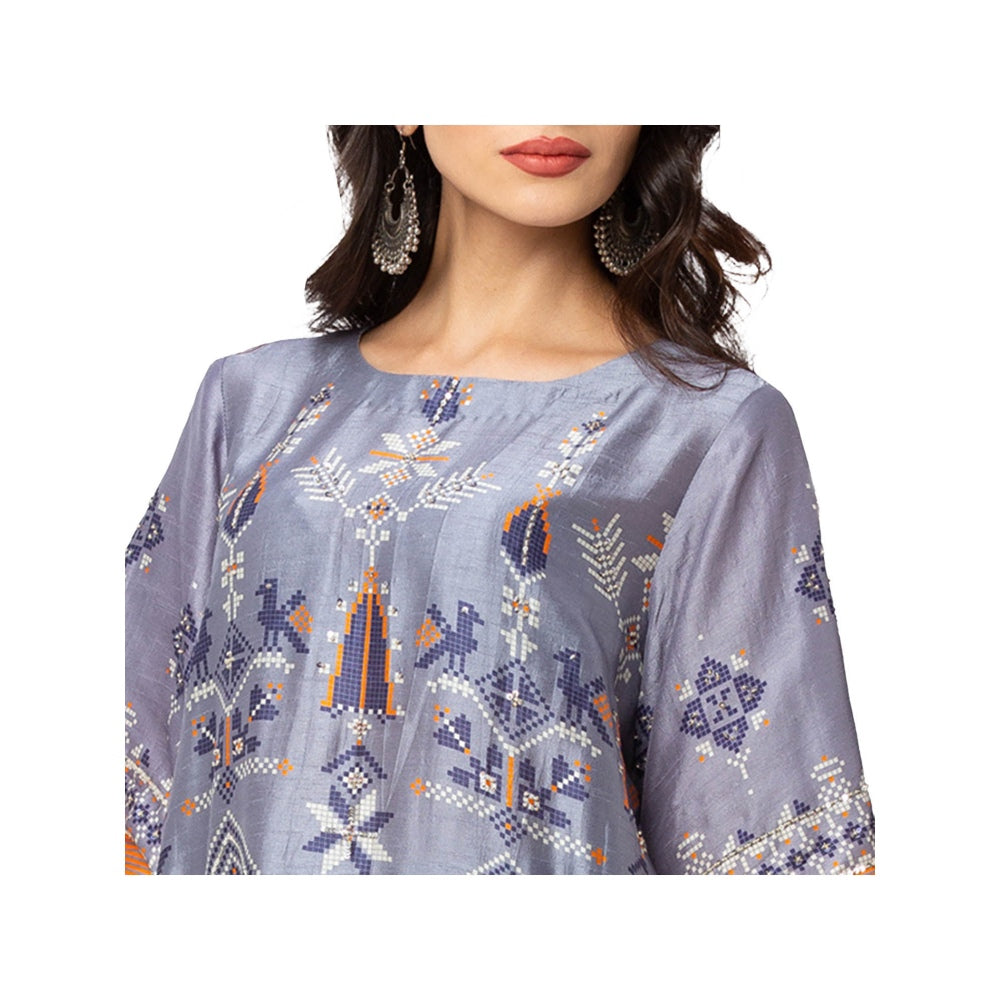 Soup by Sougat Paul Powder Blue Printed Kurta And Dhoti Pants (Set of 2)