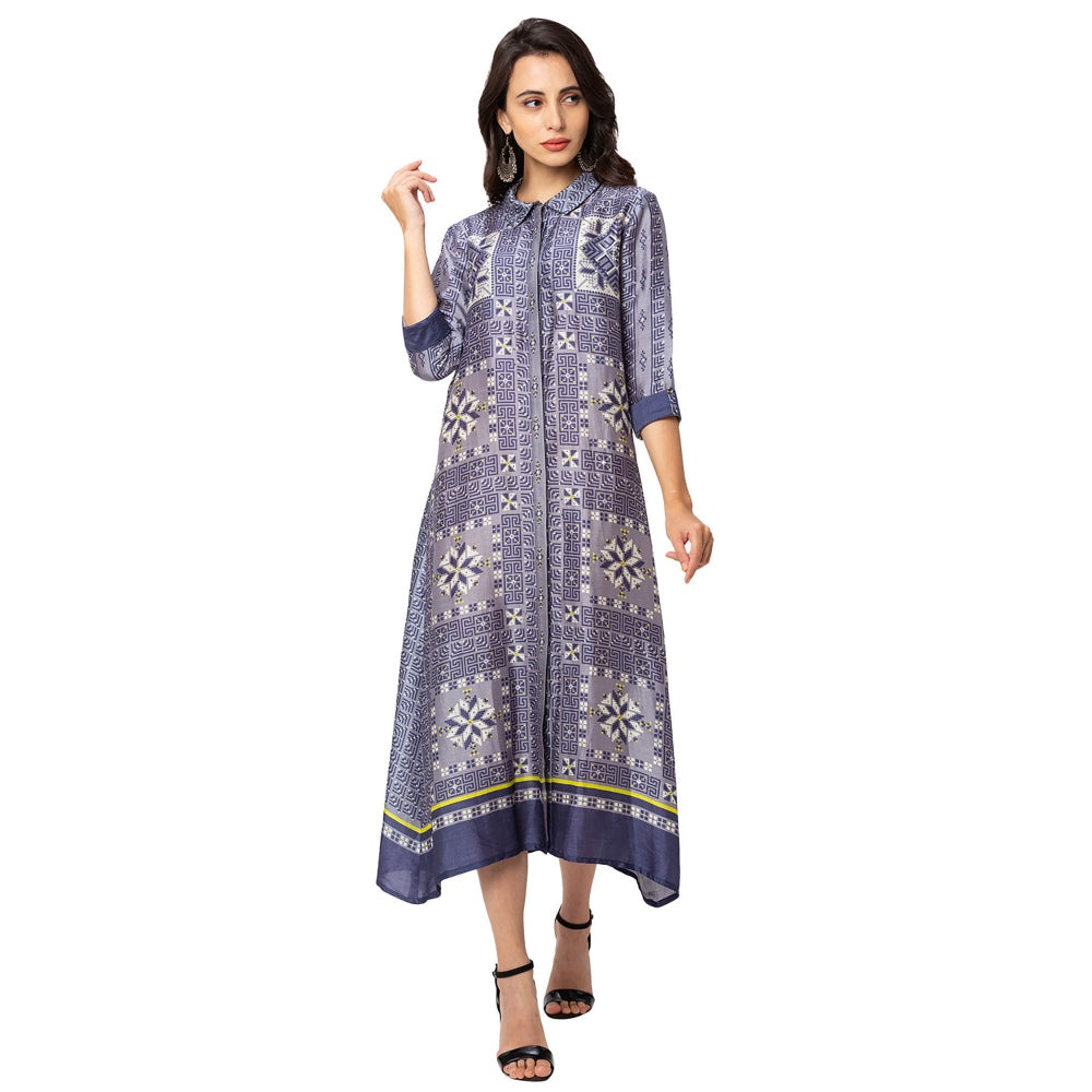 Soup by Sougat Paul Powder Blue Printed Ankle Length Dress