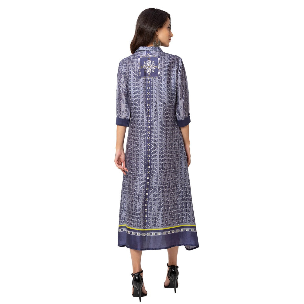 Soup by Sougat Paul Powder Blue Printed Ankle Length Dress