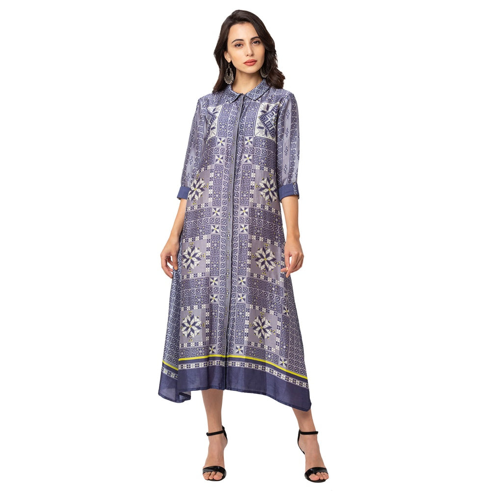 Soup by Sougat Paul Powder Blue Printed Ankle Length Dress