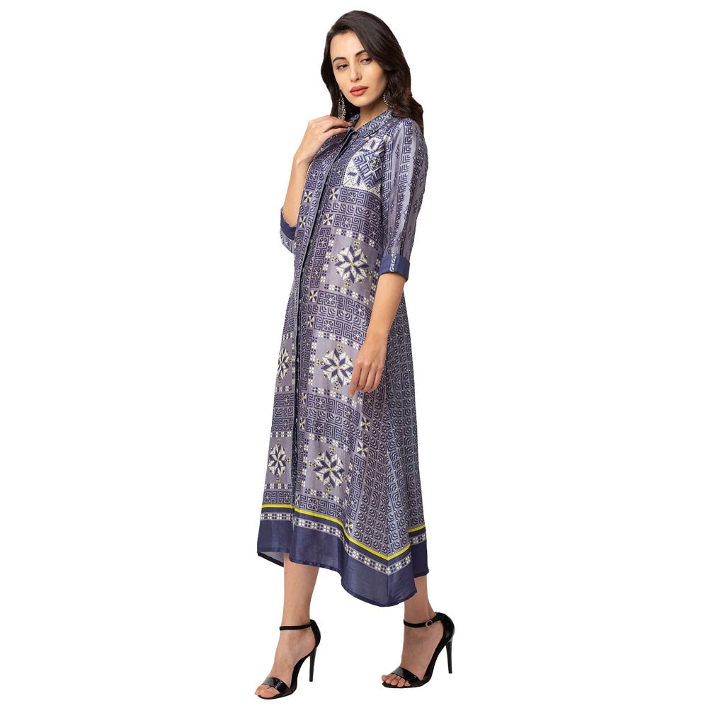 Soup by Sougat Paul Powder Blue Printed Ankle Length Dress