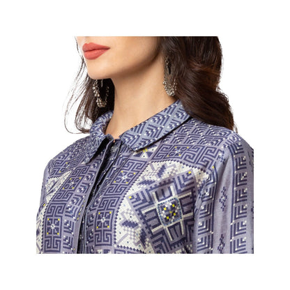 Soup by Sougat Paul Powder Blue Printed Ankle Length Dress