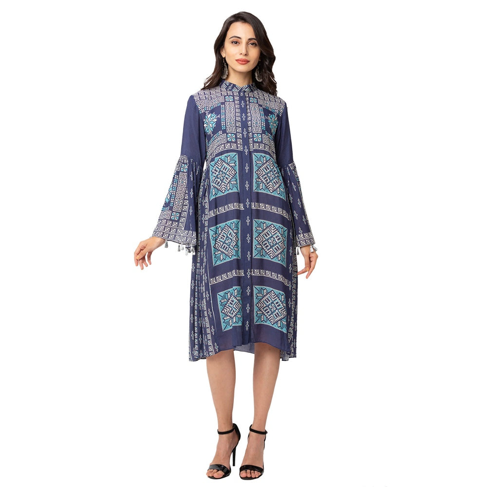 Soup by Sougat Paul Powder Blue Printed Dress