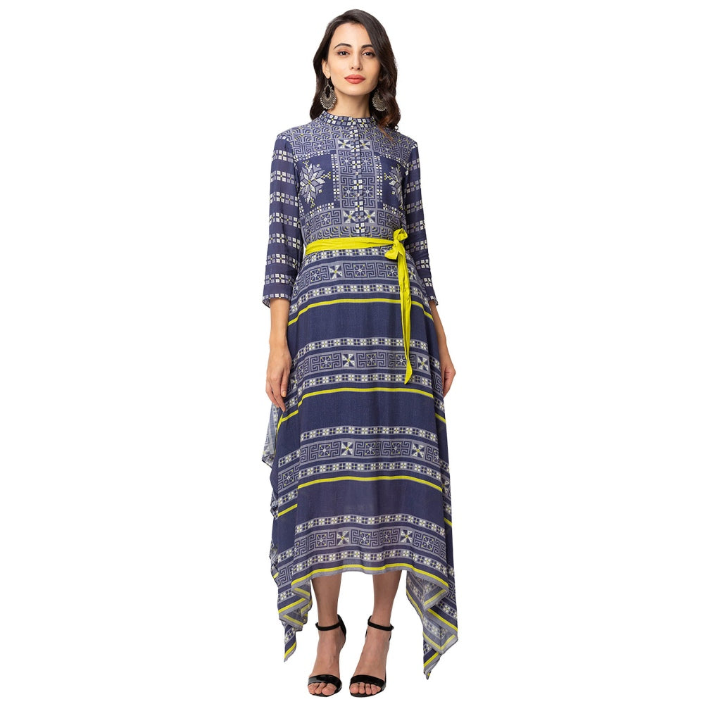 Soup by Sougat Paul Navy Blue Printed Dress